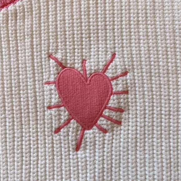 Kerri Rosenthal White & Pink Trim Heart Crew Neck “Valentine’s Day” Sweater, M - Picture 12 of 12